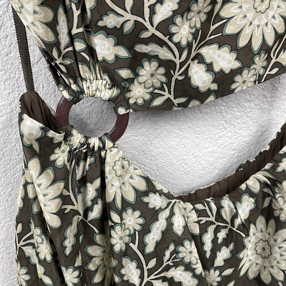 NWT Sir Xanita Floral Asymmetric Cotton Silk Maxi Dress Waist Cut Out Sz AU 4 - Picture 6 of 16